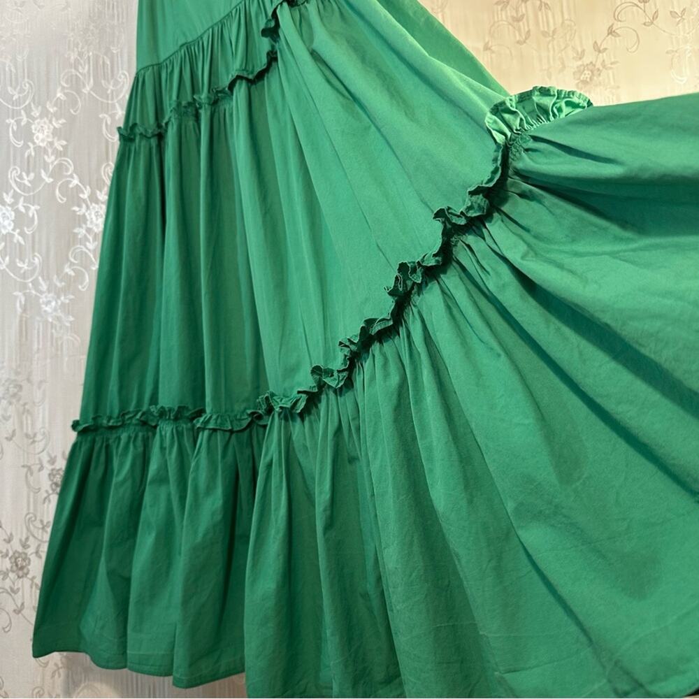 Pinch Green Sleeveless Flowy Ruffle 100% Cotton Maxi Dress Size Small - Picture 3 of 8